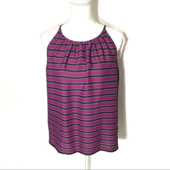 Loft Sleeveless Top Small Purple Striped Blue - Picture 2 of 6